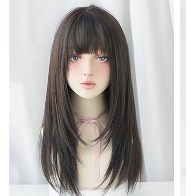 Tóc giả nguyên đầu đầu layer mềm mượt như tóc thật tặng wig 9037 NoBrandFemale