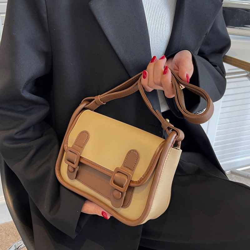 Túi Đeo Vai/Xách Tay Bằng Da Pu Màu Tương Phản Phong Cách Cổ Điển Thời Trang Cho Nữ