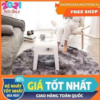 Thảm lông loang hình tròn trang trí- màu ghi đậm