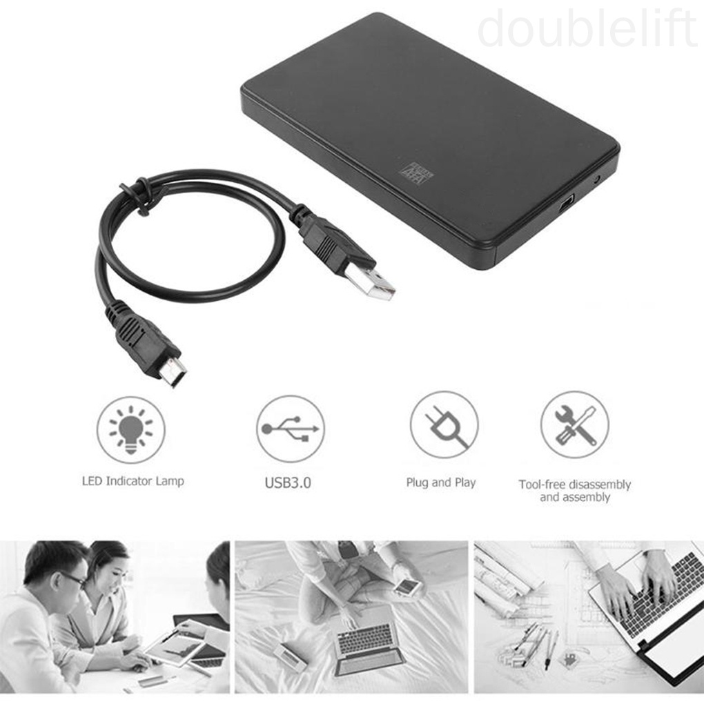 Sata to USB2.0 2.5 inch Hard Disk Case External Hard Disk Box with USB Cable HDD Enclosure USB2.0 doublelift store