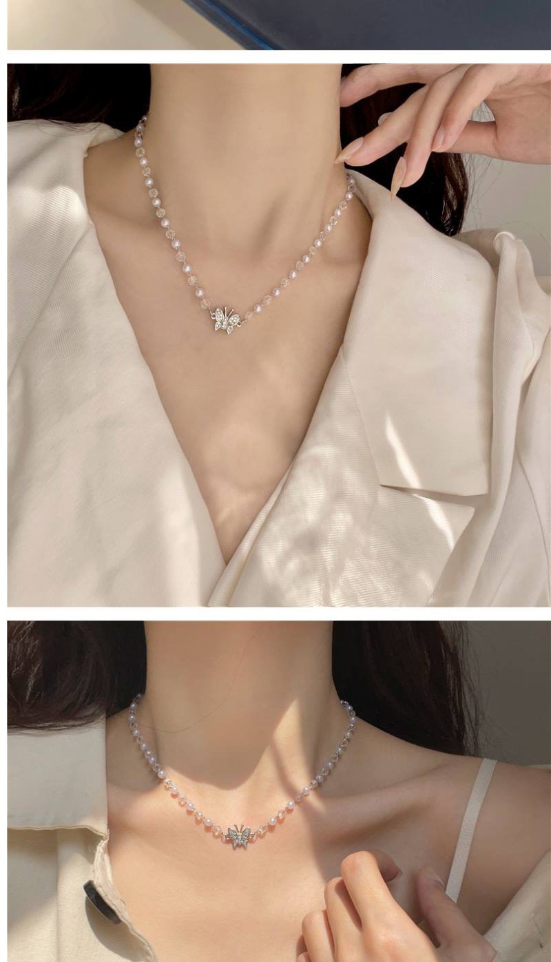 Vòng Cổ Choker Hình Bướm Đính Ngọc Trai Nhân Tạo Thời Trang