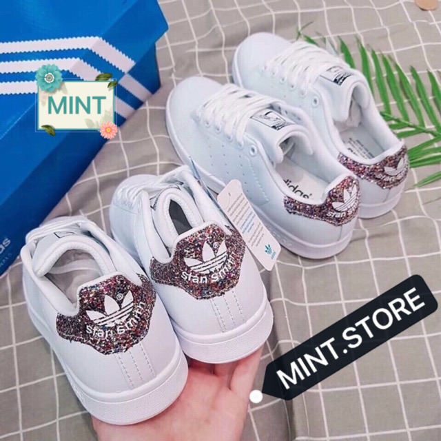 ( Video cận cảnh ) Giày thể thao Sneaker Stan gót nhũ