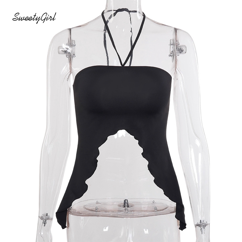 Áo kiểu tanktop thắt dây có thể điều chỉnh được màu trơn dành cho nữ