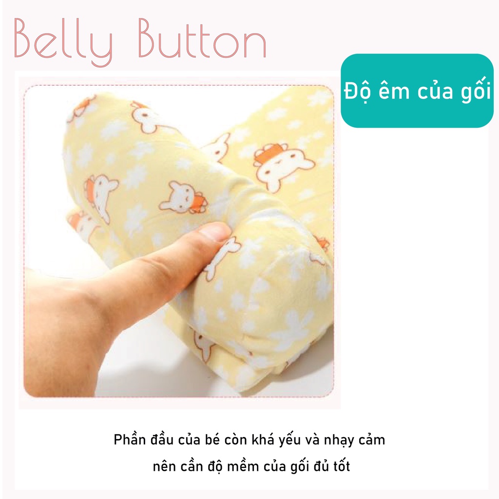 Gối Chặn BellyButton Cho Bé Sơ Sinh 1-3 Tháng, Gối Cố Định, Định Hình Đầu, Chất Thô Hoa Thấm Hút Mồ Hôi Màu Sắc Đáng Yêu