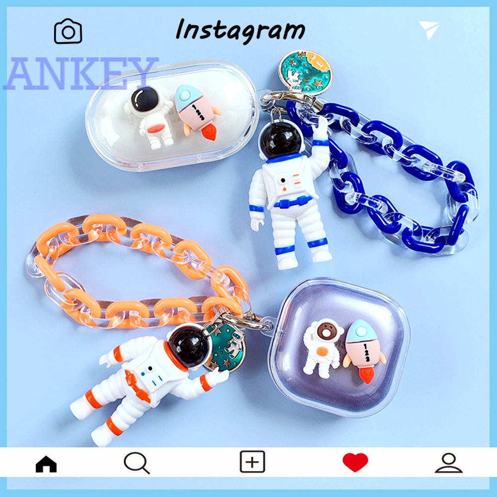 Hộp sạc tai nghe không dây hình phi hành gia dễ thương cho Samsung Galaxy Buds Live / Buds Pro / Buds / Buds + Plus