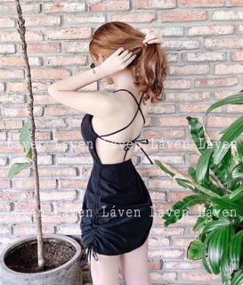 Đầm rút dây có dây cột sau lưng siêu dễ thương