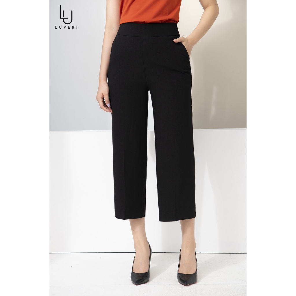 Quần Suông Ống Rộng Cạp Cao Khóa Sườn LUPERI LFQD2100 Vải Đũi Hàn Không Nhăn Không Xù