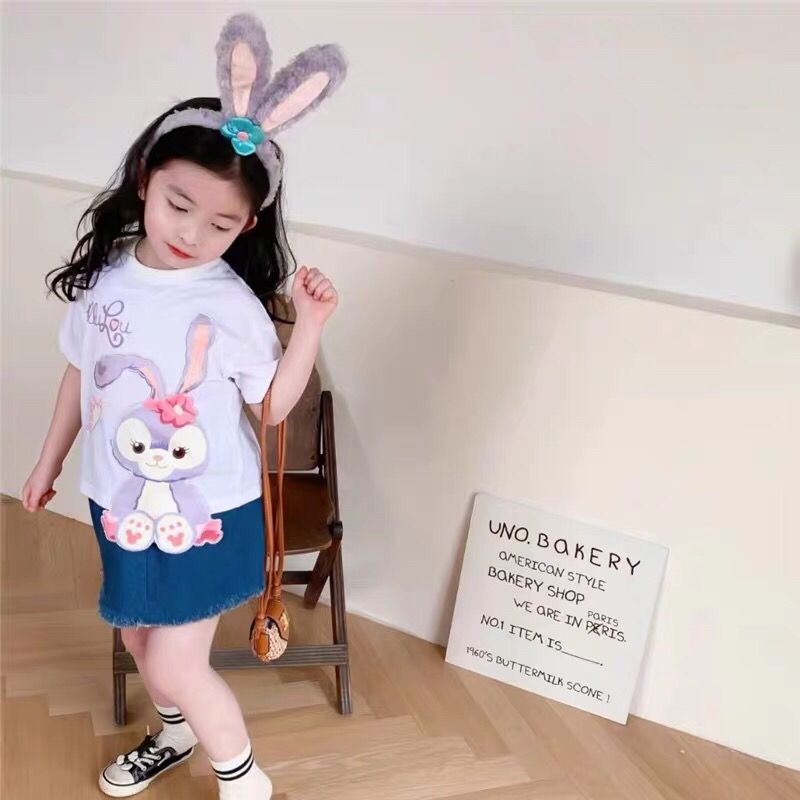 Áo Thun Cotton Tay Lỡ Thoáng Khí In Hình Thỏ/Cáo Hoạt Hình Ba Chiều Thời Trang Mùa Hè Cho Bé Gái 2022