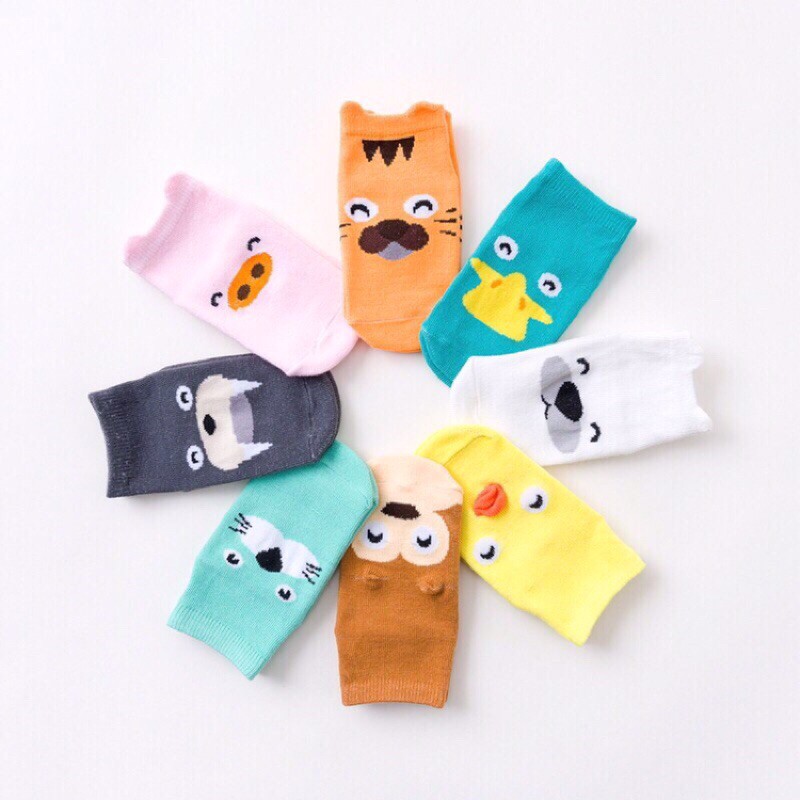 Tất thú Kids Socks họa tiết Hoạt Hình chống trơn trượt cho bé 0-3 tuổi