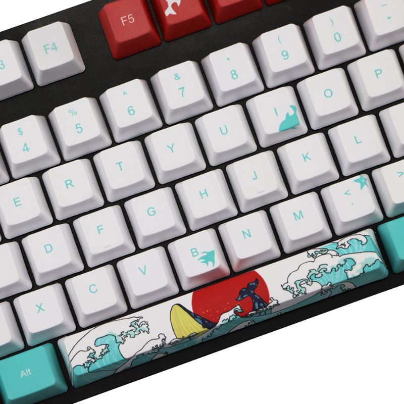 zzz* 5 Sides Dye-Sublimation 109 Ukiyo-e Sea Waves Keycap Mechanical Keyboard Keycaps