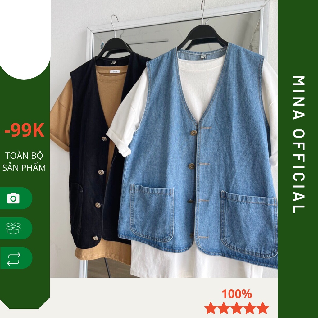 Áo khoác Jeans GILE Unisex cổ tim form rộng nam nữ oversize phong cách Ulzzang OVE003