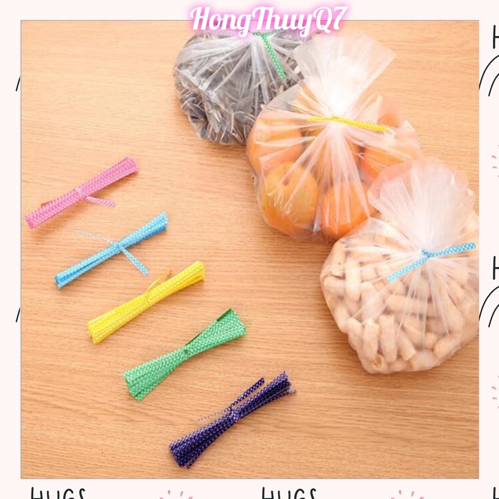 Dây Buộc Túi Bánh Kẹo Kẽm Chấm Bi Carô Cột Túi Bánh Ngọt, Kẹo Mút cho đám cưới, sinh nhật, tiệc /10.22/ - HongThuyQ7