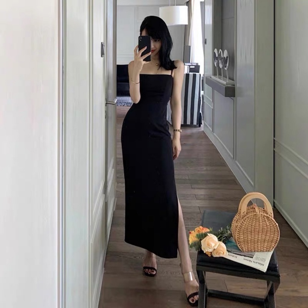 Đầm Maxi Body 2 Dây Dáng Dài Maxi Xẻ Tà Siêu Quyến Rũ Freesize &lt; 53kg