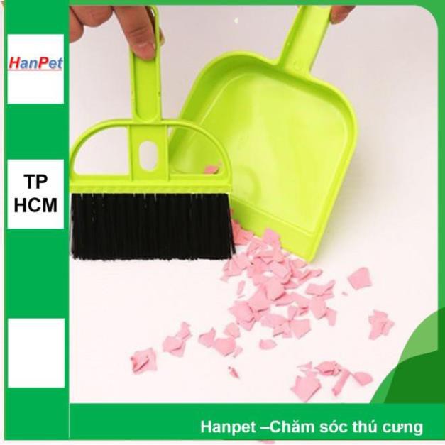 Hanpet.GV- 439- Bộ hót phân chó mèo kèm chổi MINI (- 4711792) kích thước 13x12cm, xẻng Hót kít chó / vệ sinh chó mèo