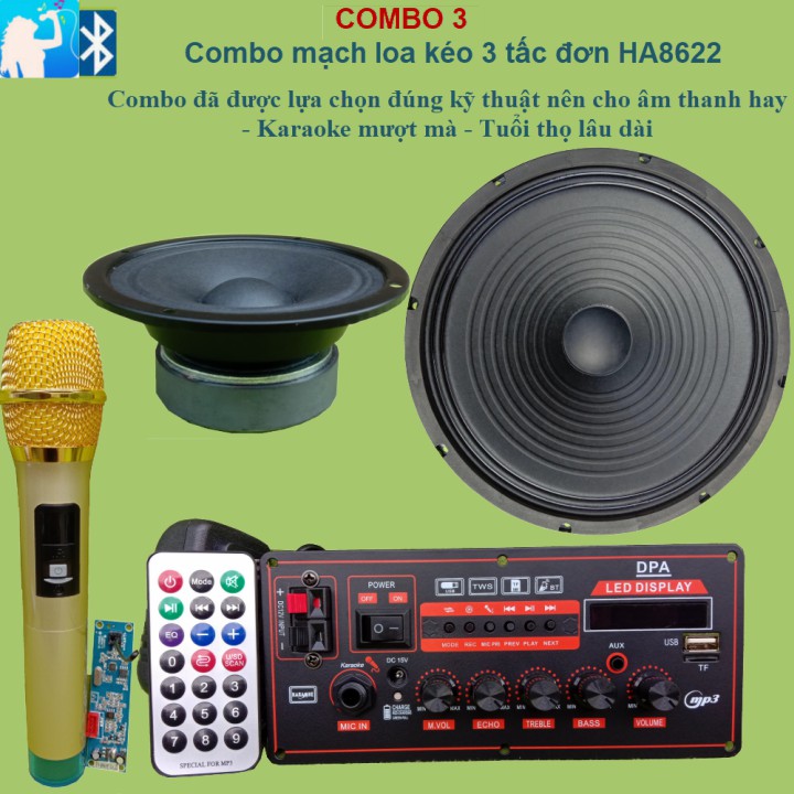 Combo mạch loa kéo 3 tấc đơn HA8622