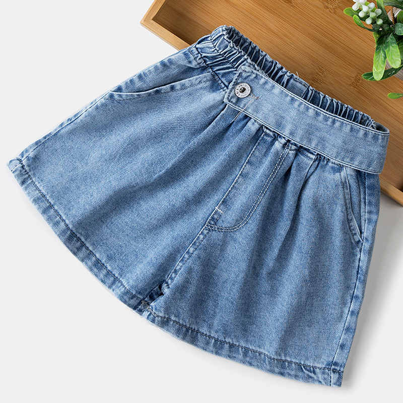 Quần Short Jean Ống Rộng Cá Tính Thời Trang Mùa Hè Dành Cho Bé Gái 120cm - 160cm