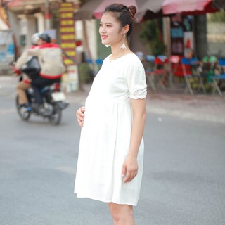 Đầm bầu công sở chất cotto pha lụa may 2 lớp.
