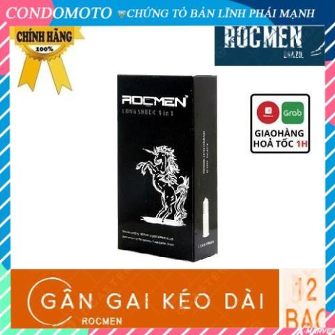 Bao cao su ROCMEN Long Shock Có Gai, Gân, Kéo Dài Thời Gian, Hộp 12 Cái_ Chân thực từng chuyển động