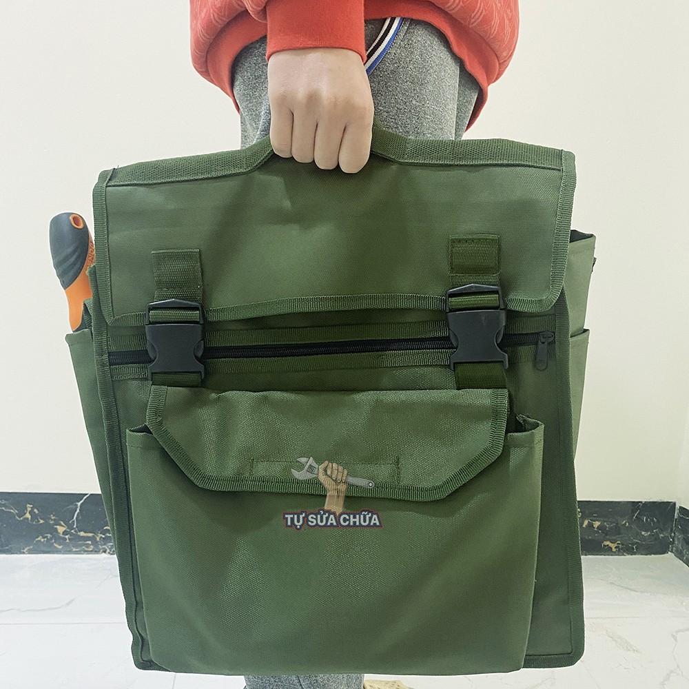 Túi đựng đồ nghề sửa chữa không thể thiếu cho các bác thợ điện tử, điện lạnh hàng cao cấp vải bố size 40x33x17