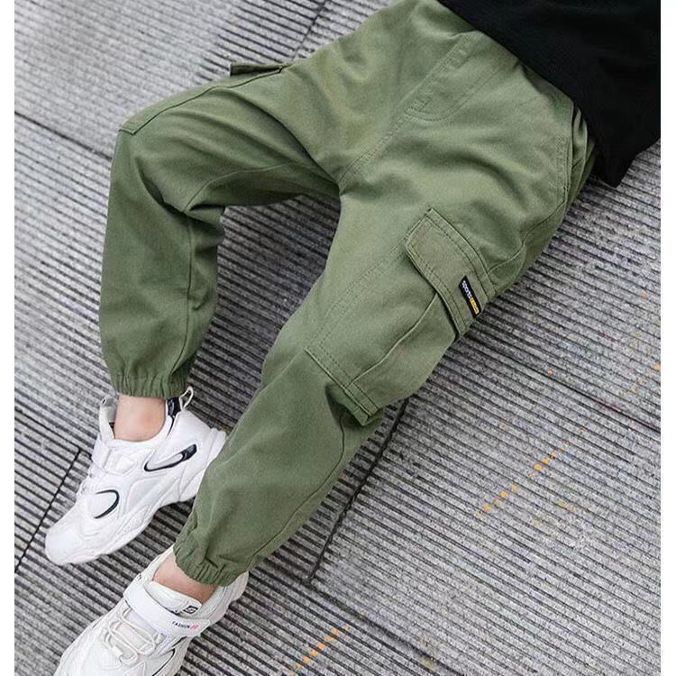 Quần Dài Thể Thao Vải Cotton Cỡ Lớn Thời Trang Xuân Thu Cho Bé Trai