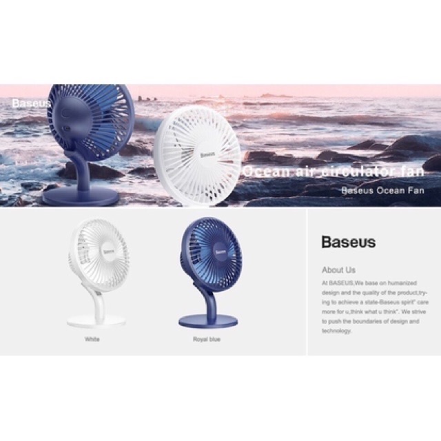 Quạt để bàn mini BASSEUS OCEAN FAN - 2000 mah (BH 6 Tháng)