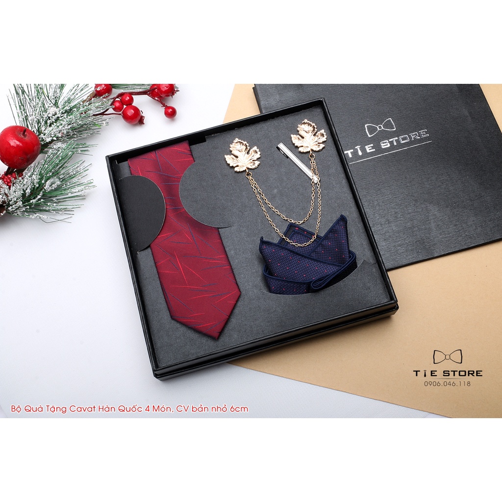 [ QUÀ TẶNG ] Cavat Bộ Cao Cấp Hàn Quốc 4 món Phụ Kiện - Full box kèm túi xách, đỏ mận