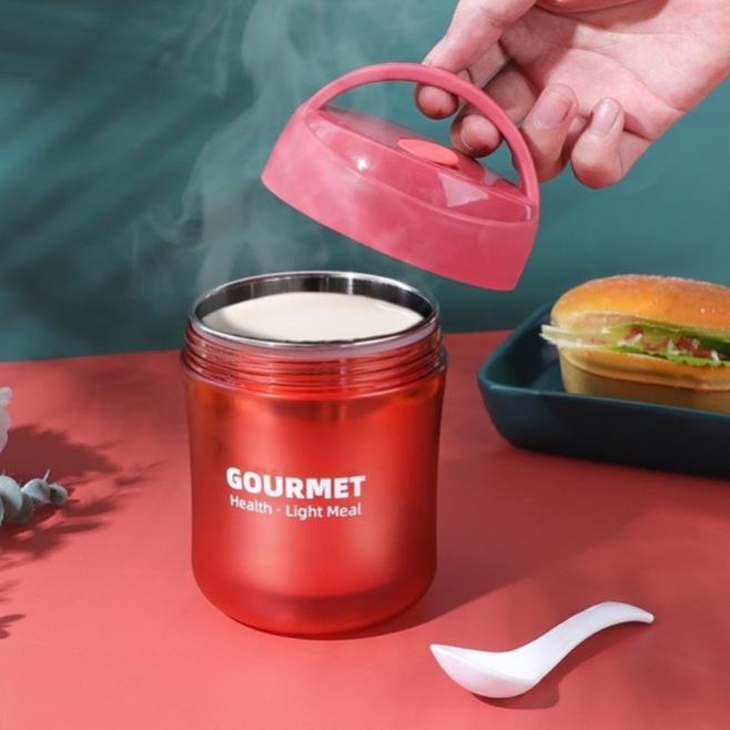 Cốc giữ nhiệt ủ cháo GOURMET 500ml bằng thép không gỉ hai lớp cao cấp có nắp đậy tiện dụng cho học sinh văn phòng