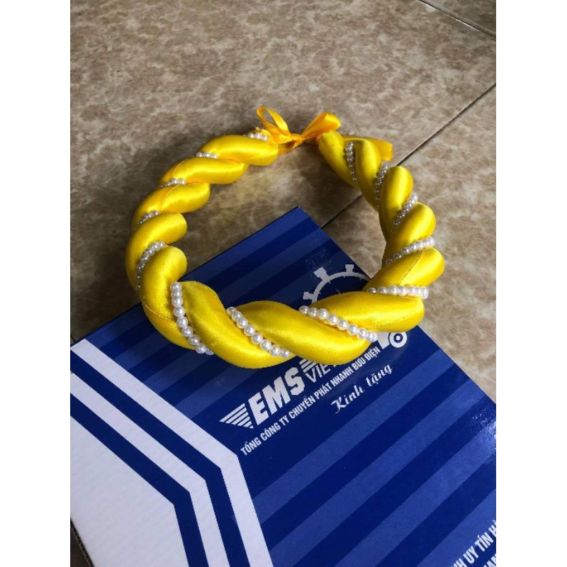 Mấn  xoắn đôi viền hạt ngọctrai, Mấn đội đầu áo dài, mấn cách tân, phụ kiện thời trang