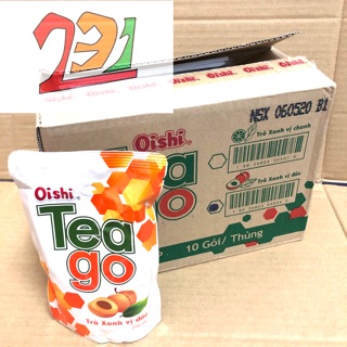 Hộp x10 Túi Trà Xanh Hương Đào TeaGo Oishi 200ml