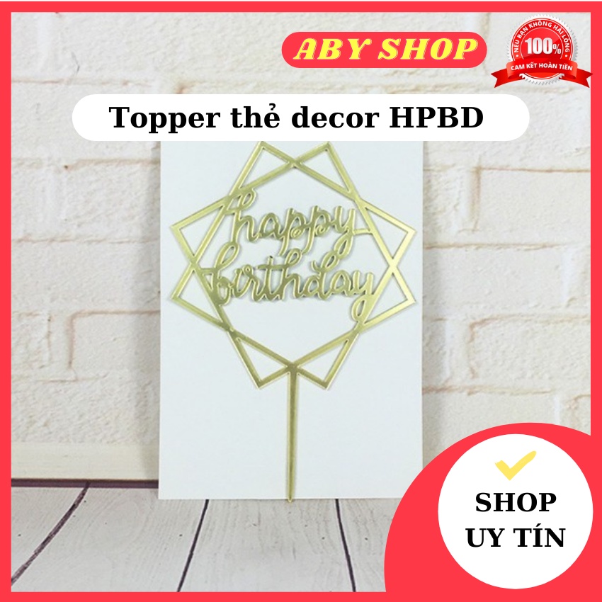 Thẻ trang trí HPBD mica F118 ⚡ MẪU MỚI ⚡ Topper thẻ decor trang trí bánh kem bánh sinh nhật