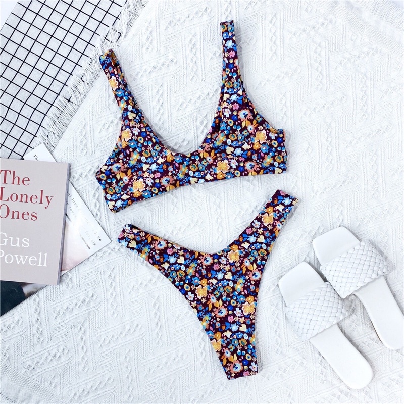 BIKINI BUỘC NƠ HOẠ TIẾT HOA VINTAGE