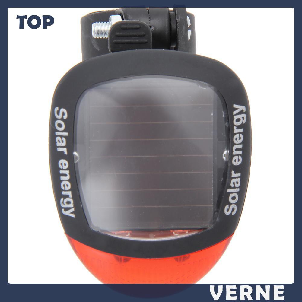 vernesss 2 LED Red Bike Bicycle Solar Energy Rechargeable Red Tail Rear Light Flash