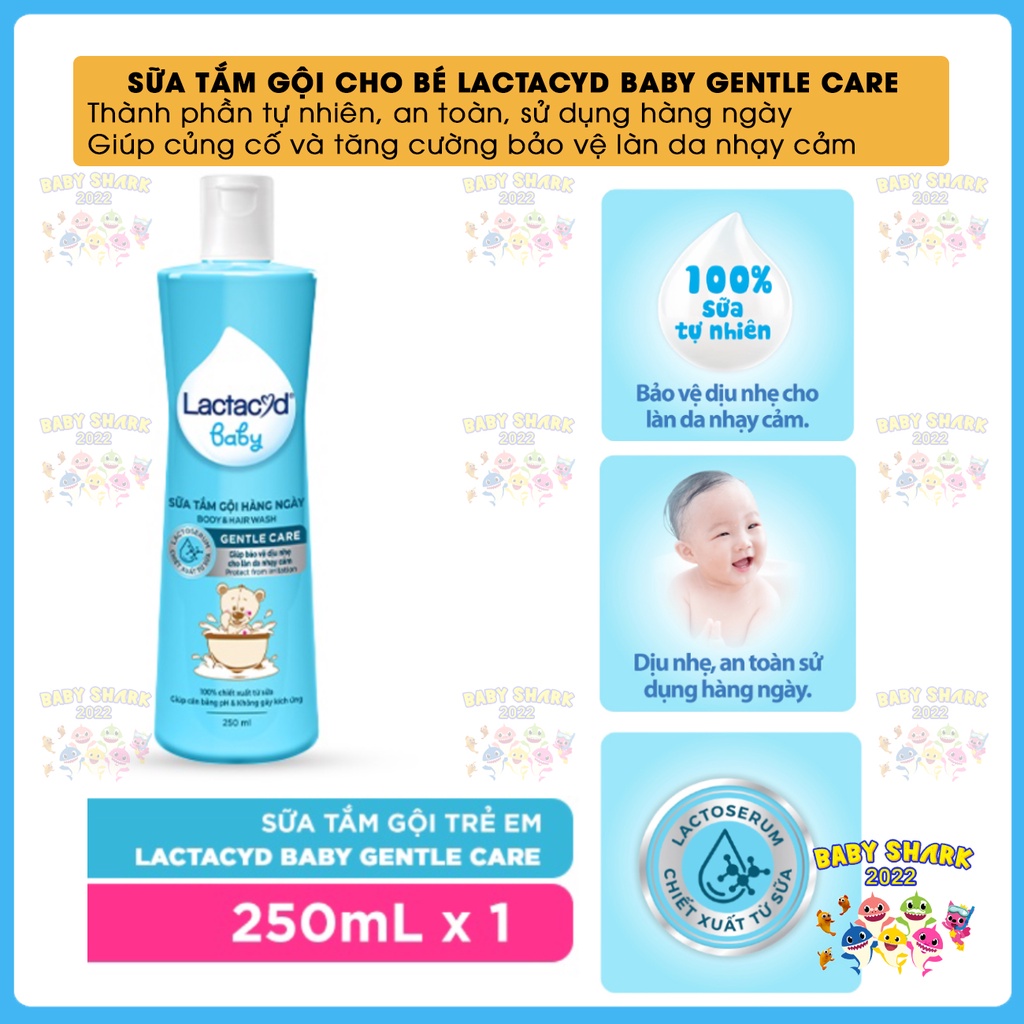 [Chính Hãng] Sữa tắm gội trẻ em Lactacyd Baby Gentle Care bảo vệ dịu nhẹ cho làn da nhạy cảm 250ml
