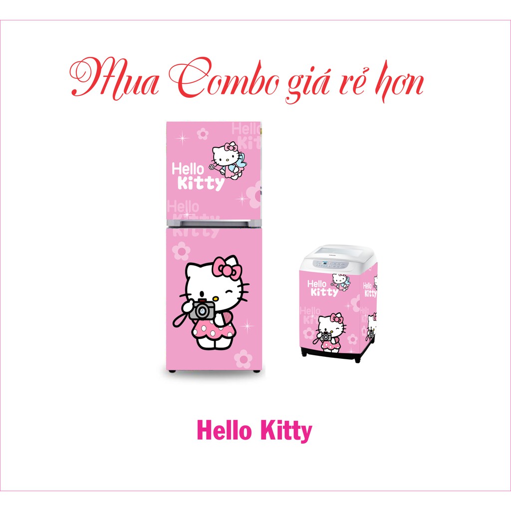 Combo miếng dán tủ lạnh và máy giặt Hello kitty siêu đáng yêu đủ kích thước