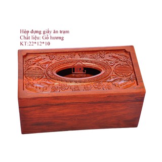 Hộp đựng giấy ăn gỗ hương khắc CNC