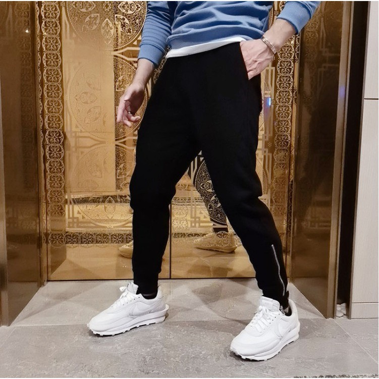 Quần Jogger nỉ thể thao Unisex N7 bó ống kéo khóa cổ chân nhiều túi tập gym nam nữ Zip01