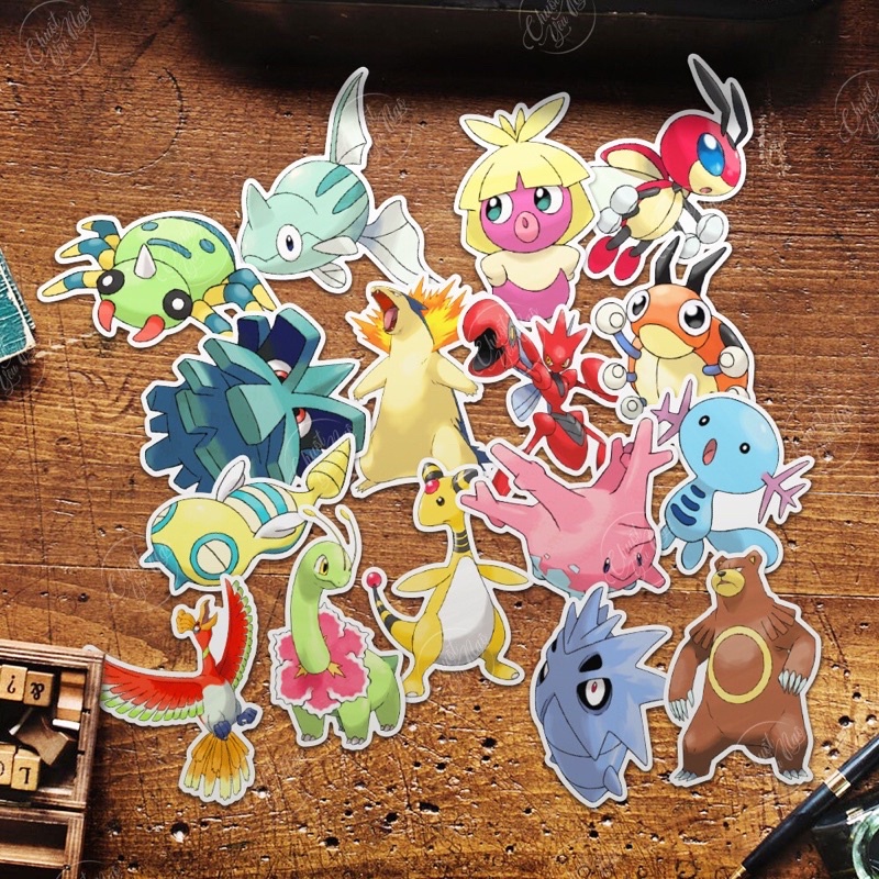Bộ sticker 25/50 Pokemon/Gen2 không trùng hình dán trang trí decal hoạt hình Bửu Bối /Thần Kỳ/Pikachu NT 54