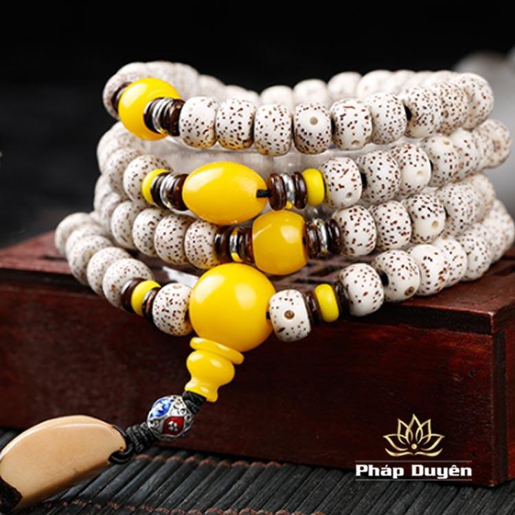 Chuỗi Vòng 108 Hạt Bồ Đề Tinh Nguyệt Hạt Chính màu vàng, nâu, đỏ, trắng
