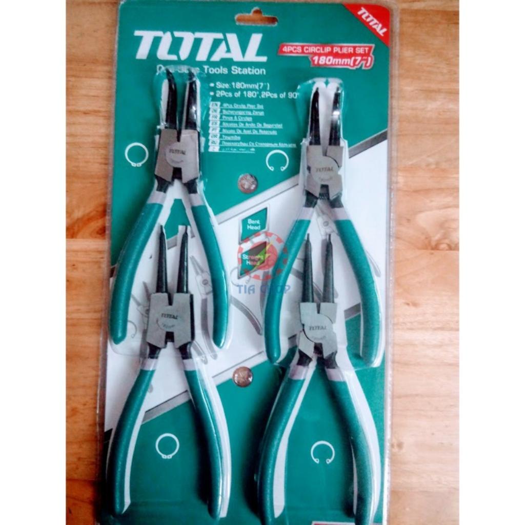Bộ 4 kềm mở phe TOTAL THT114041 - INGCO HCCPS01180 kích thước 7&quot;/180mm, Chất liệu thép carbon, Độ xoay 2 Kìm (kiềm) 18