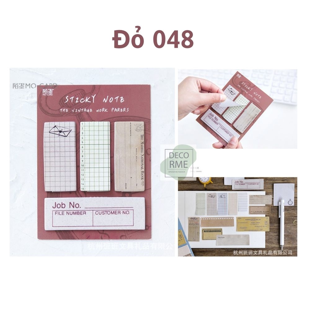 Decorme Giấy note ghi chú nền vintage trang trí sổ, bullet journal phụ kiện văn phòng phẩm