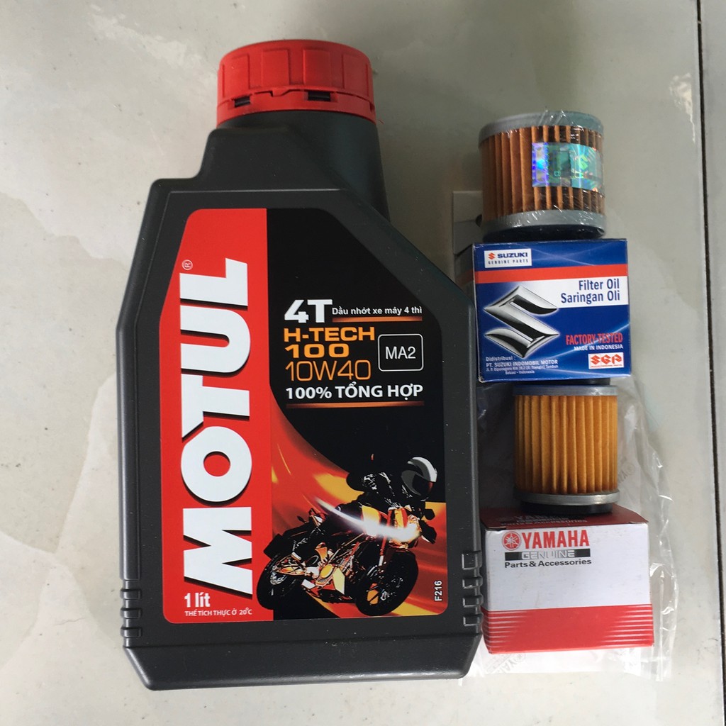 Nhớt Motul H-Tech 100 10W40 API SN MA2 Tặng lọc nhớt, ốc nhớt ,phễu