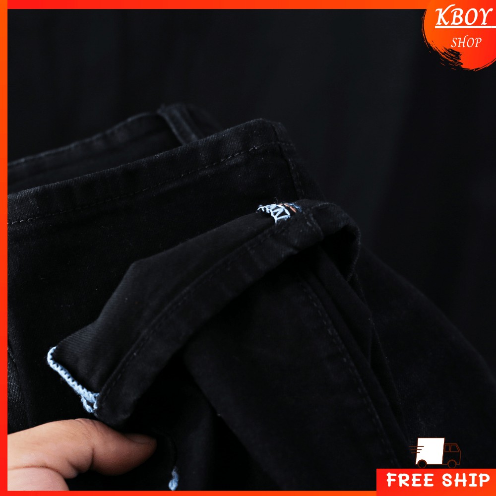 Quần jeans nam Kboy Shop Quần jean xước nhẹ gối ống ôm chất bò cao cấp vải mềm mịn hợp dáng - VM01 / CR07 | BigBuy360 - bigbuy360.vn