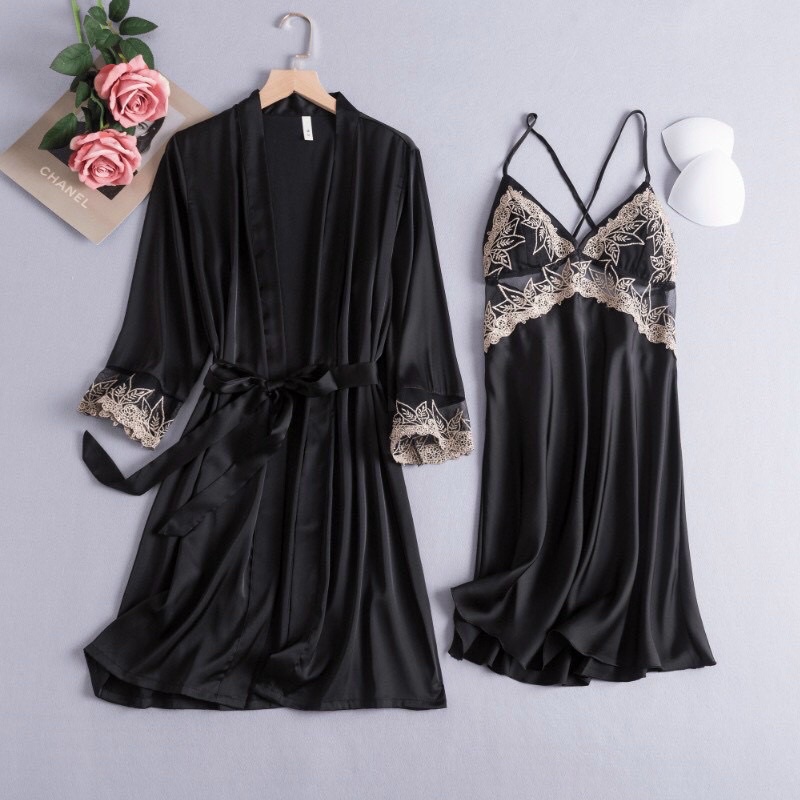 Sét Đầm Ngủ Ren Quyến Rũ, Váy Ngủ Nữ Có Đệm Kèm Choàng Lụa Cao Cấp Siêu Quyến Rũ Cho Các Nàng Từ 40-56kg. | BigBuy360 - bigbuy360.vn