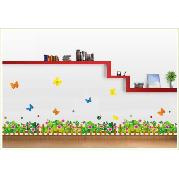 Decal trang trí chân tường Cỏ Hoa Lá lớn