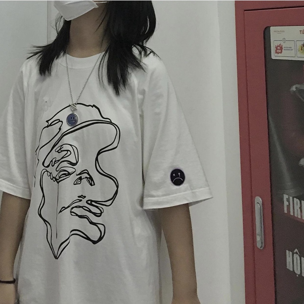 Áo phông tay lỡ Unisex form rộng nam nữ vải cotton co dãn, áo thun nam nữ Sad Story thêu mặt vui