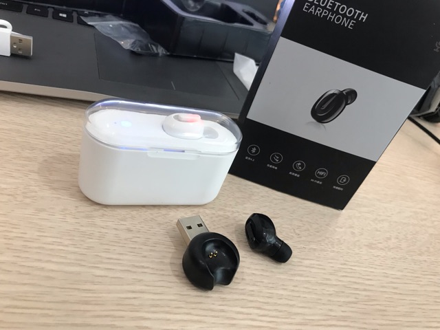 Tai Nghe Không Dây, Tai Nghe Bluetooth Mini T1 Có Dock Sạc, Kiêm sạc dự phòng Pin Cực Trâu Cực đẹp, Hiện Đại