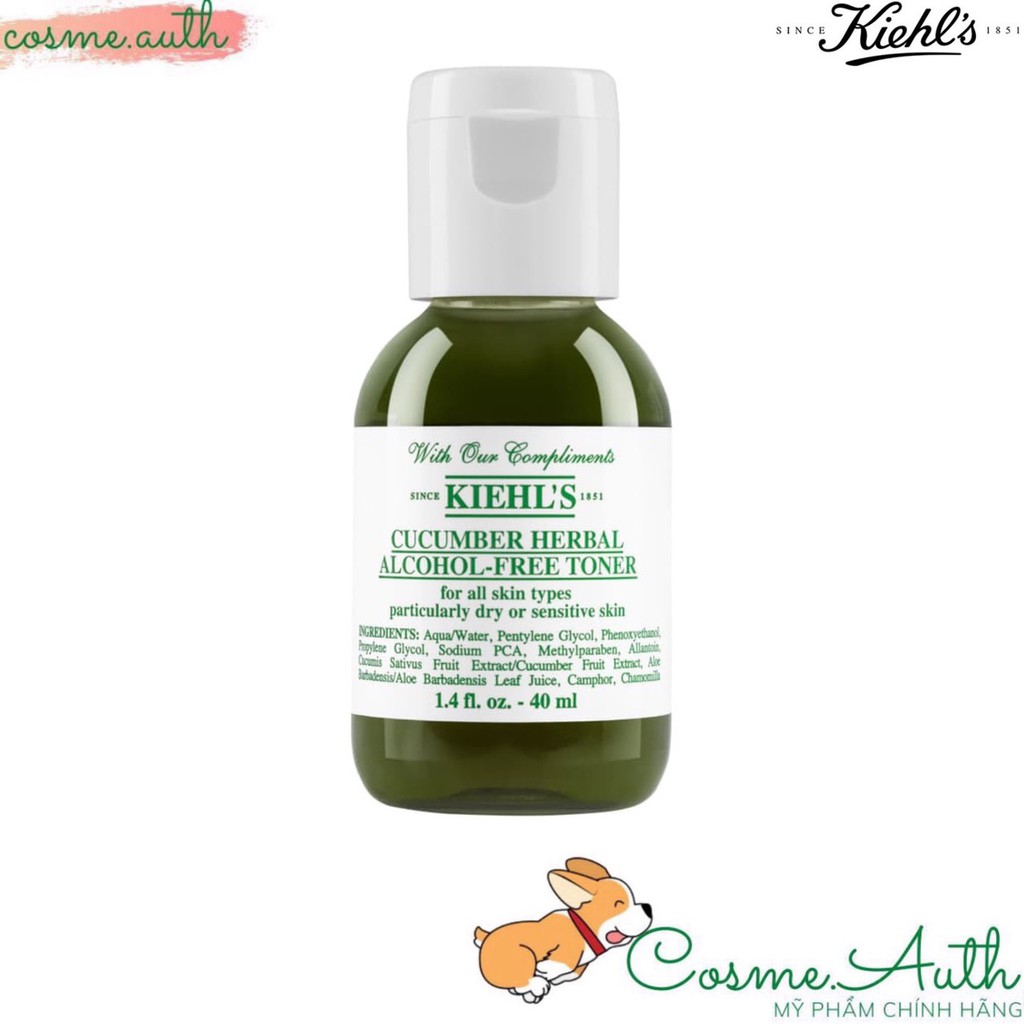 Nước Hoa Hồng Dưa Leo Cho Da Nhạy Cảm Kiehls - Kiehl's Cucumber Herbal Alcohol Free Toner 40ml