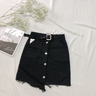 Chân váy kaki phối khoá vuông ảnh thật