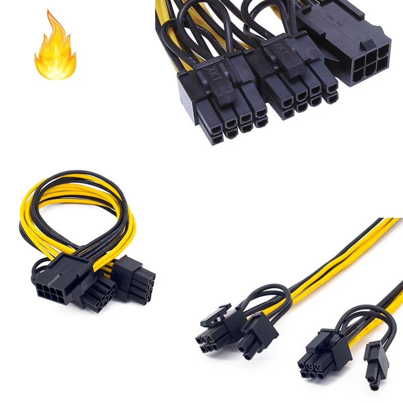 Set 5 Dây Cáp Nguồn Eps Cpu 12v 8 Pin Sang 8 (6 + 2) Cho Card Mining 20cm
