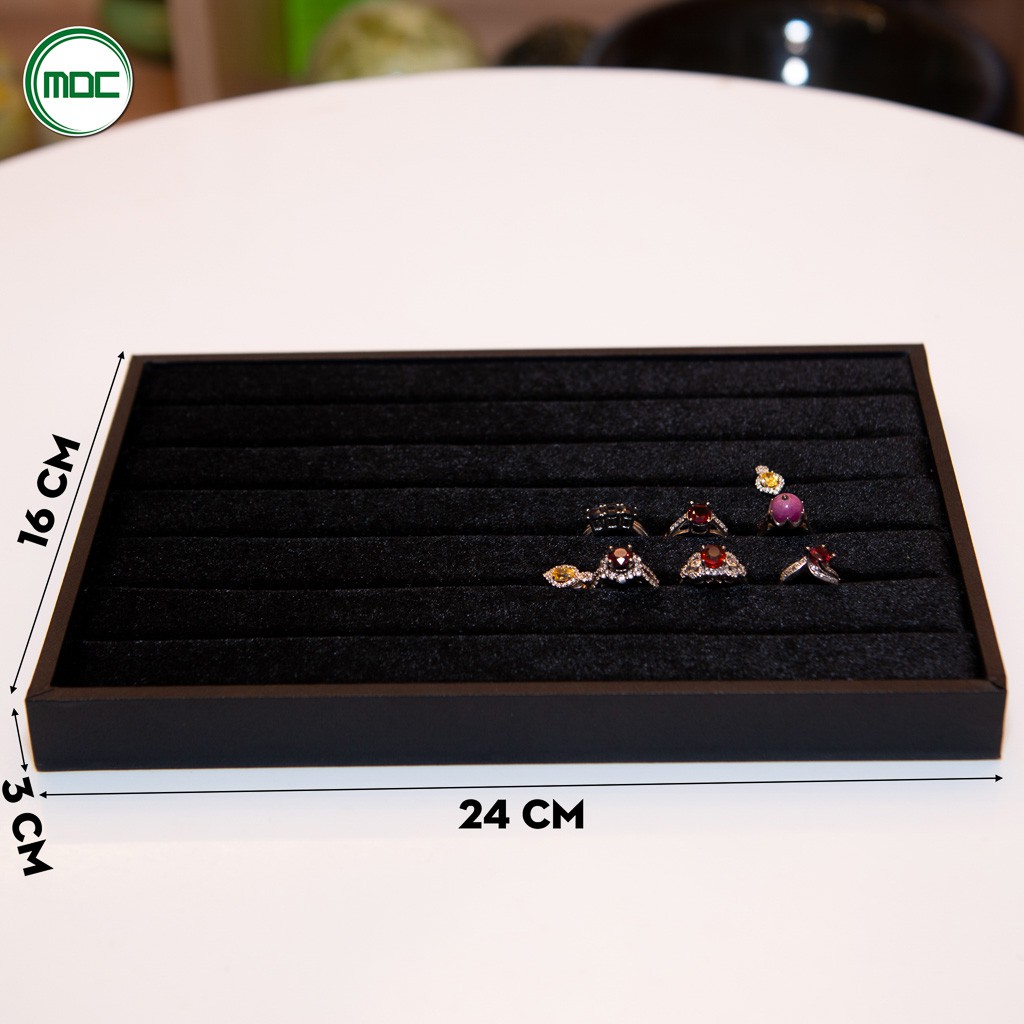 Khay trưng bày nhẫn không nắp màu trắng màu đen màu đỏ size 24x16x3cm